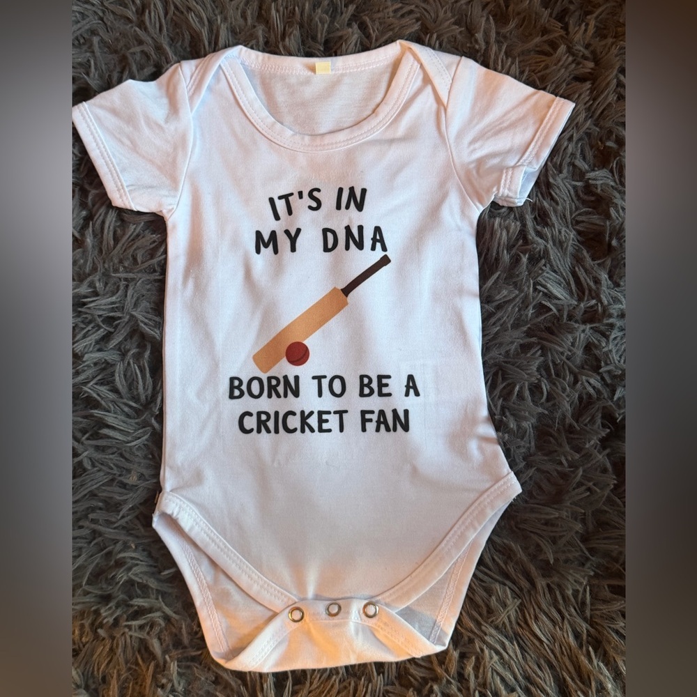 Cricket Fan Baby Onesie - White